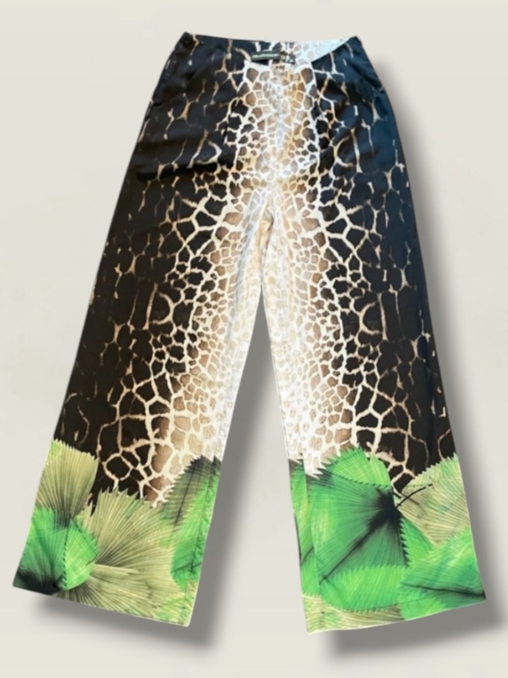 New! AGUA DE COCO Reptile Palm Print Pants Size 36 Brazil